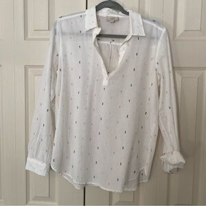 LOFT Long Sleeved Lightweight Cotton Popover with Collar